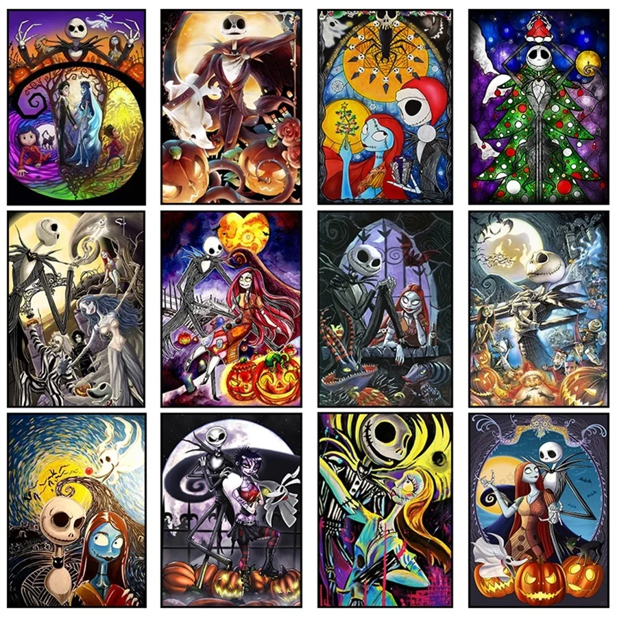 

Diamond Embroidery 5d Painting Nightmare Before Christmas Jack and Sally DIY Full Square Drill Diamant Painting Crystal Mosaic