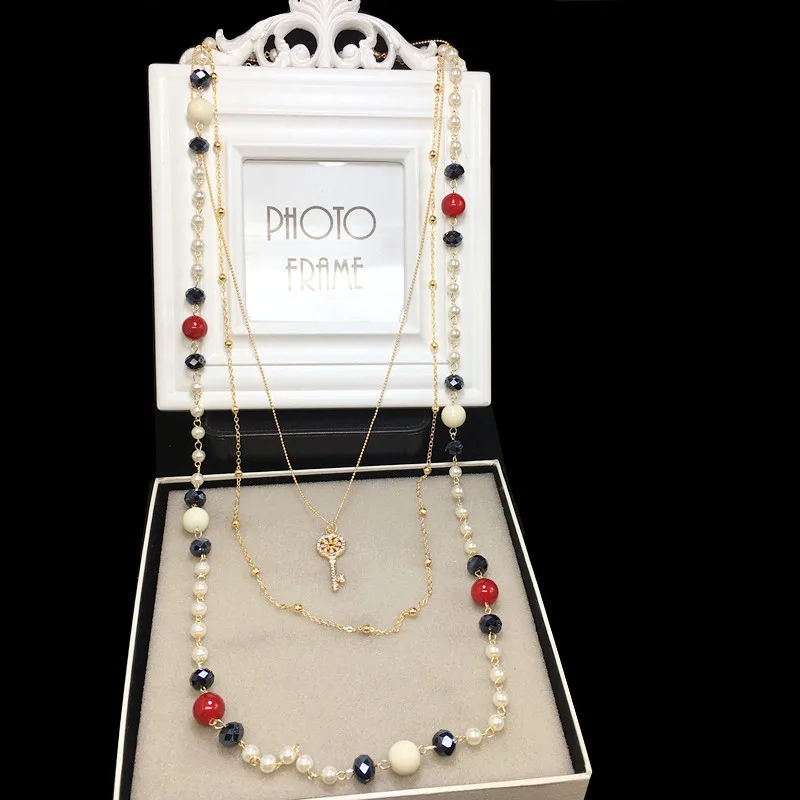 N17 цветной шейный ключ от известного бренда Collier Femme ювелирный свитер с жемчугом