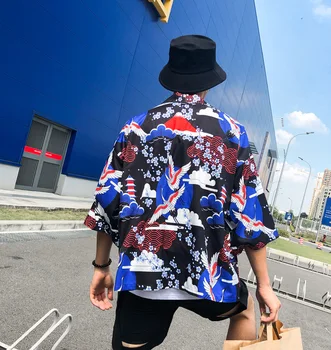 

#4262 Streetwear Kimono Cardigan Summer Tops For Men Vintage Streetwear Loose Casual Open Stitch Vintage Japanese Kimono Style