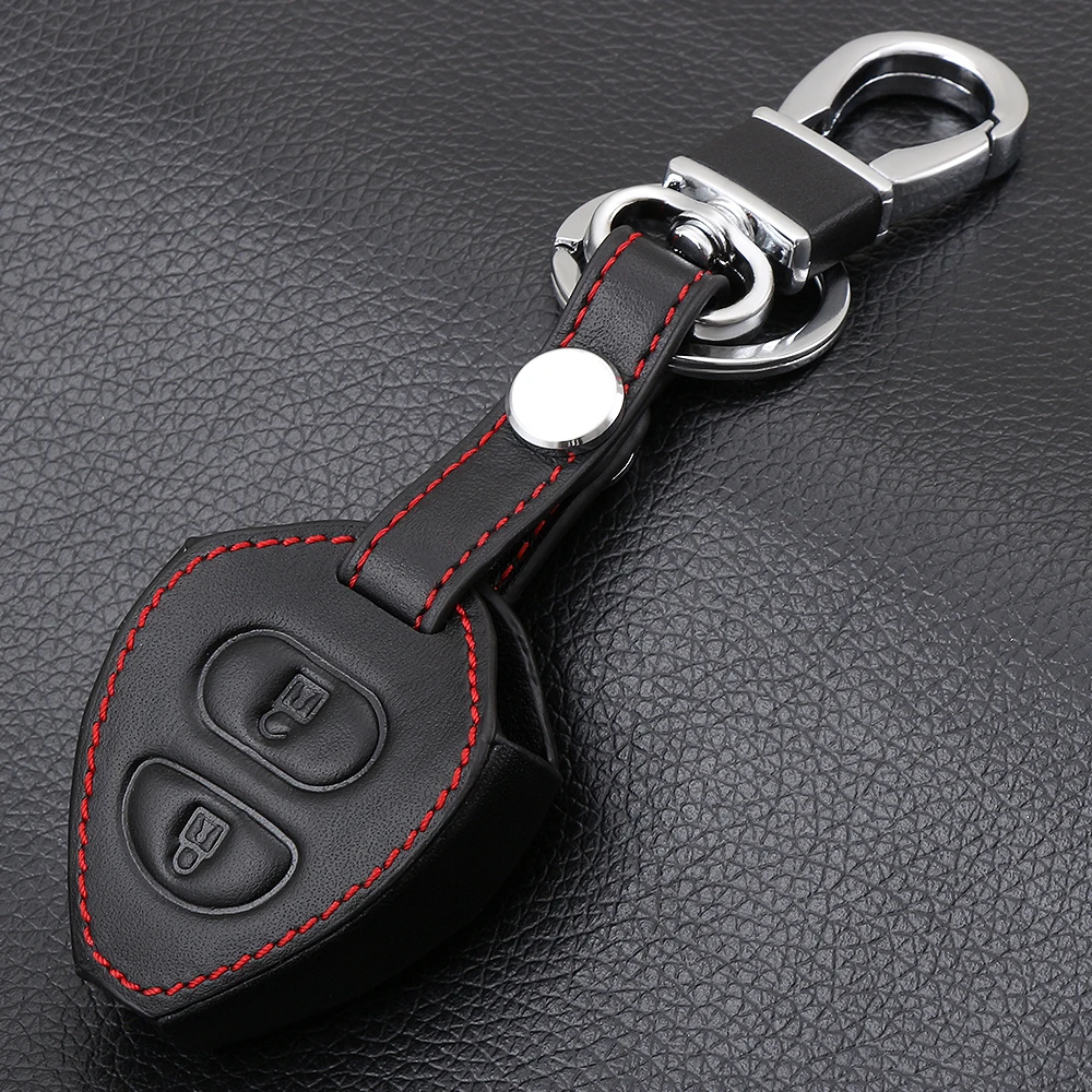 

AndyGo 2 Buttons Genuine Leather Key Case Shell Cover For TOYOTA Corolla Hilux Vitz Rav4 Aqua Camry