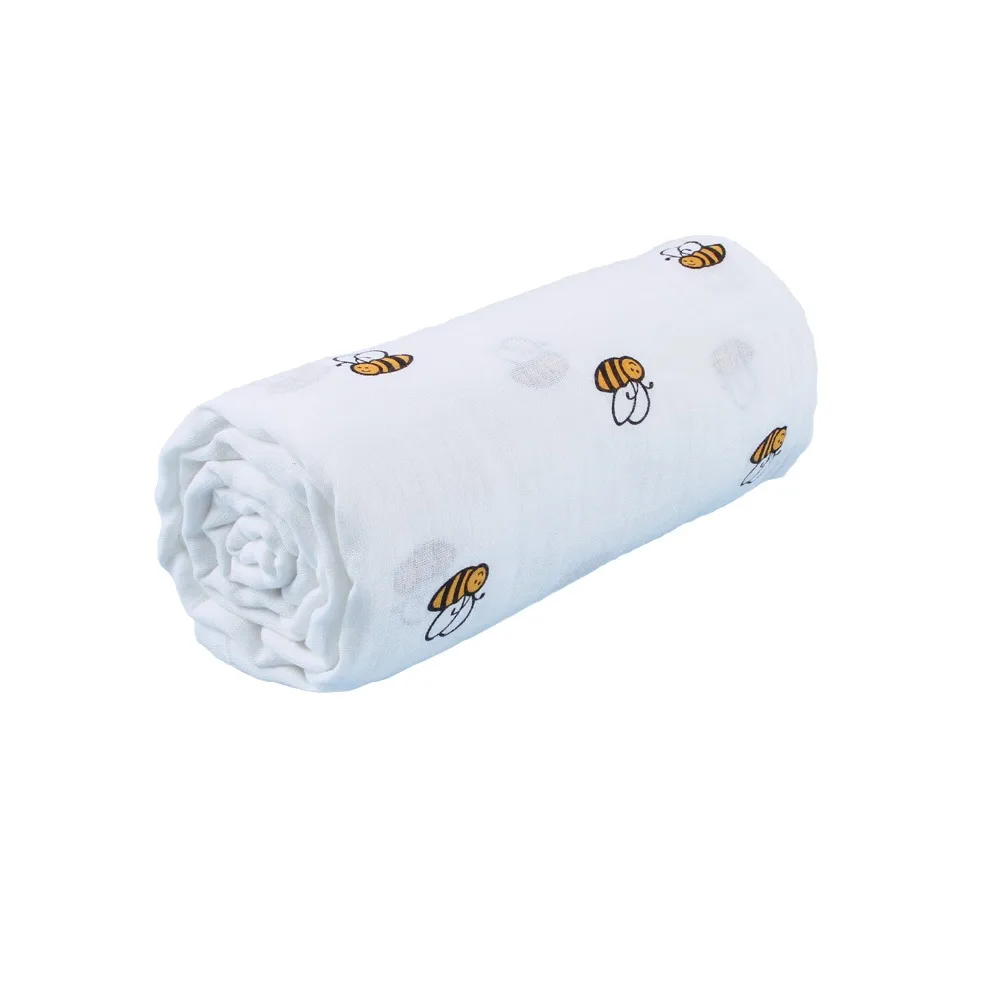 

Summer Baby Blankets Newborn Swaddle Stroller Bedding Wrap Cartoon Pattern Infant Muslin Gauze Both Towel 120*120cm Blanket 4pcs