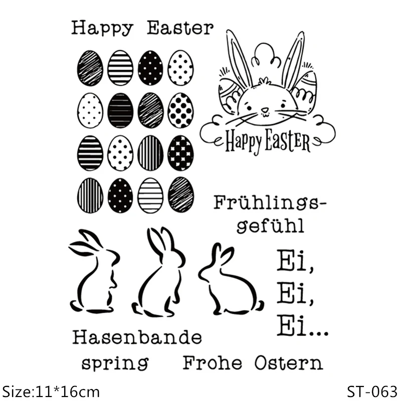 

AZSG Easter Eggs and Rabbits Clear Stamps/seal for DIY Scrapbooking/Card Making/Photo Album Decoration Supplies