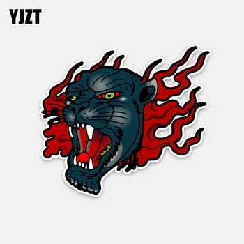 

YJZT 16.5CM*14.5CM Personality Red Flame And Tiger Head PVC Decals Car Sticker Waterproof 5-0428