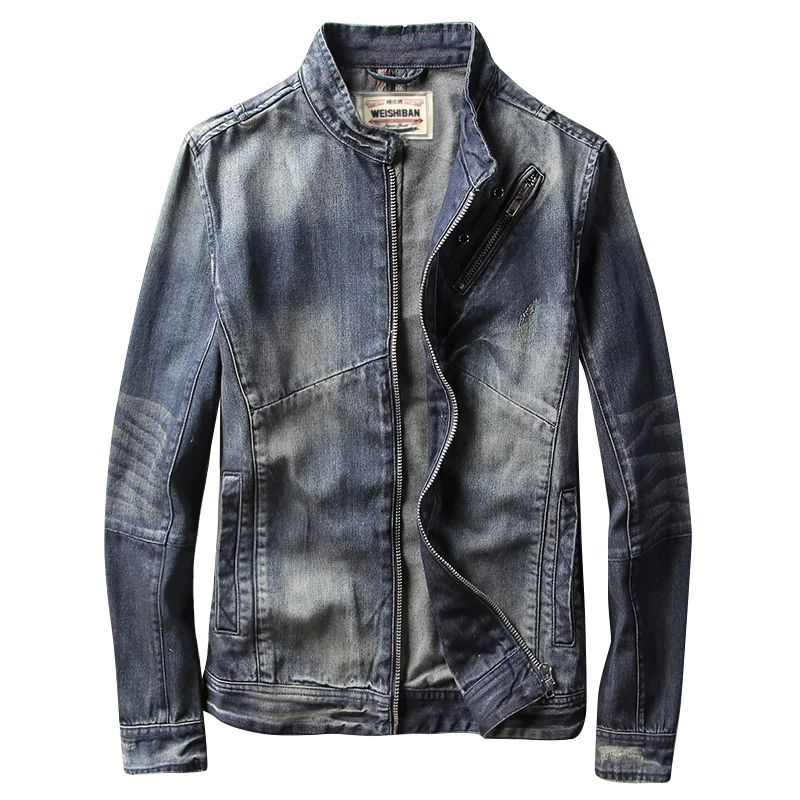 

New Big Size Man Autumn Denim Jackets Vintage Plus Size M-3Xl Male Denim Blue Long Sleeve Denim Coats A3864