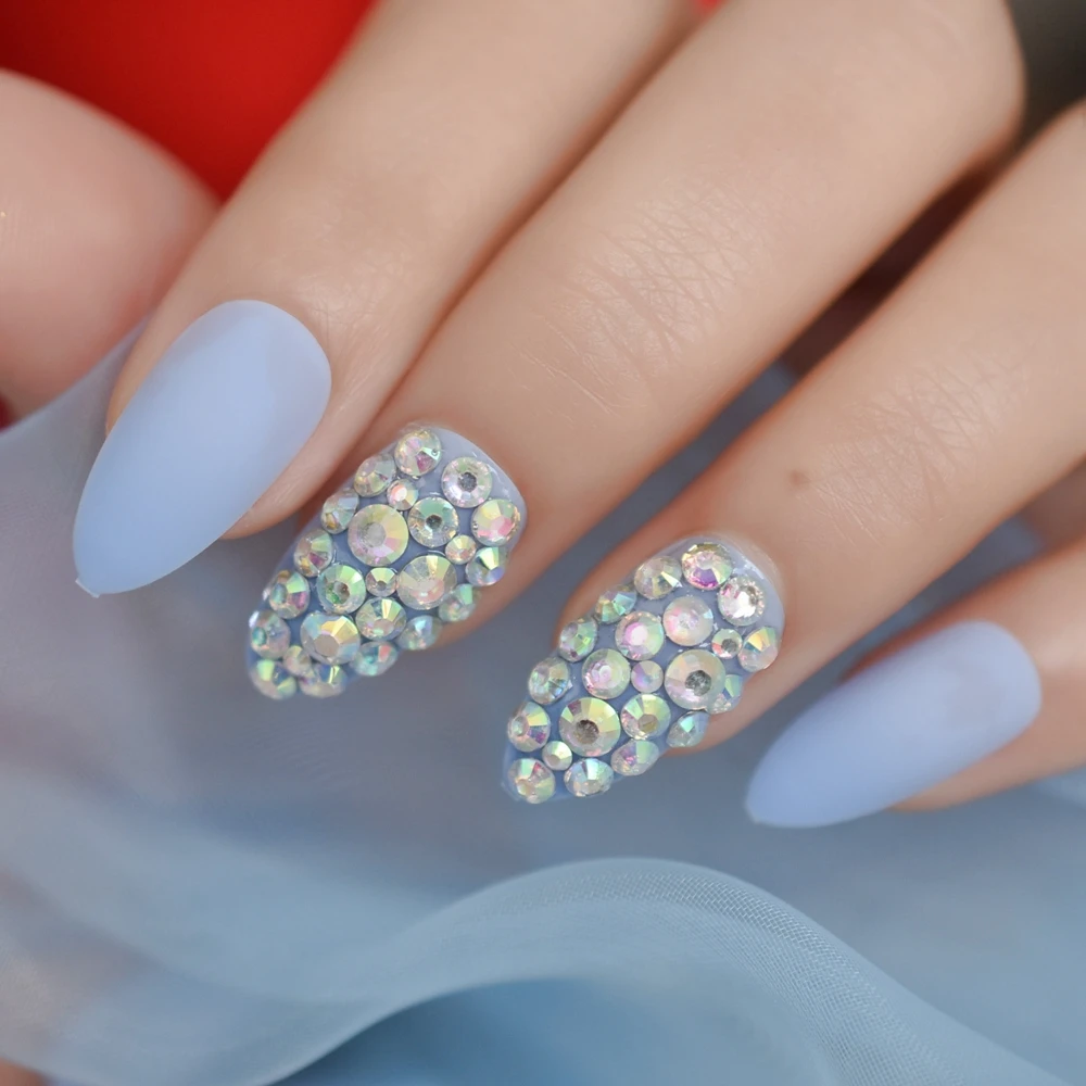 3d Glitter Stiletto Matte Almond False Nail Finger Tips Magic Ab Color Gems Glitter Frosted Light Blue Handmade Fake Nail Art False Nails Aliexpress 3d Glitter Stiletto Matte Almond False Nail Finger Tips Magic Ab Color Gems Glitter Frosted Light Blue Handmade Fake Nail Art False Nails Aliexpress
