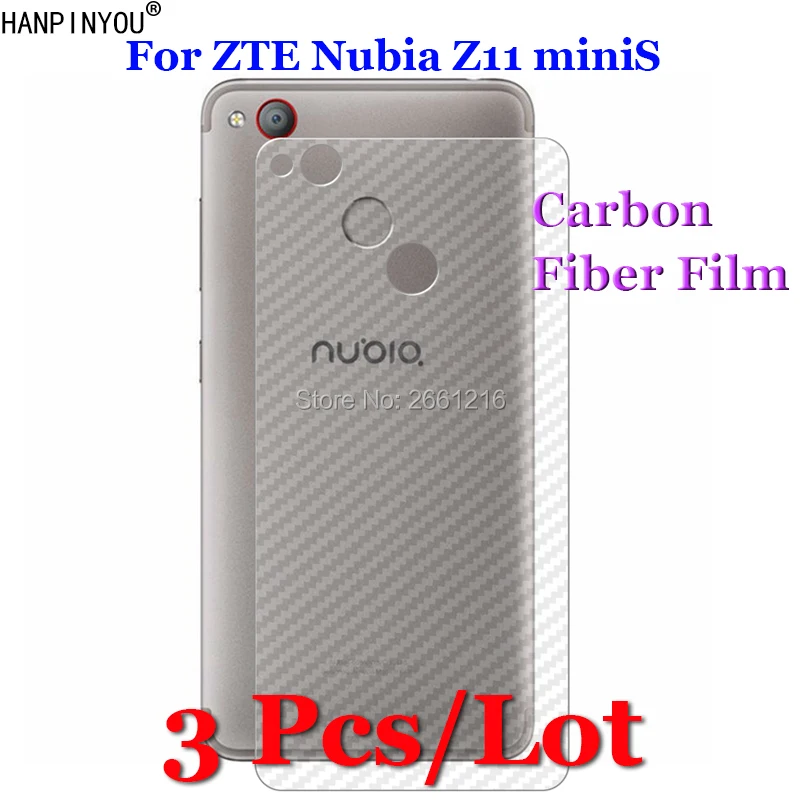 

3 Pcs/Lot For ZTE Nubia Z11 miniS mini S 5.2" 3D Non-slip Clear Carbon Fiber Back Film Screen Protector Protective Sticker