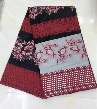 

High quality nigerian french lace embroidered tulle lace fabric for wedding dress Multicolor African lace fabric 5yards/lot red(
