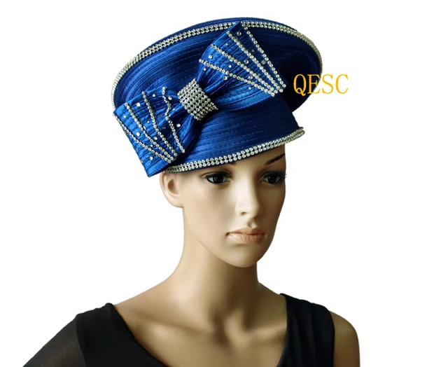 Wholesale Elegant NEW Royal blue All Year Around ladies Hats Church
