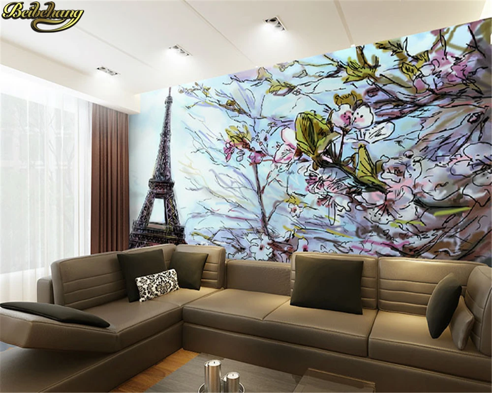 Beibehang パリエッフェル塔グラフィックパターン壁花 Papel デ Parede 3d 大 Murales 壁デカール壁画壁紙壁紙 Wall Paper Mural Wallpaperlarge Mural Aliexpress