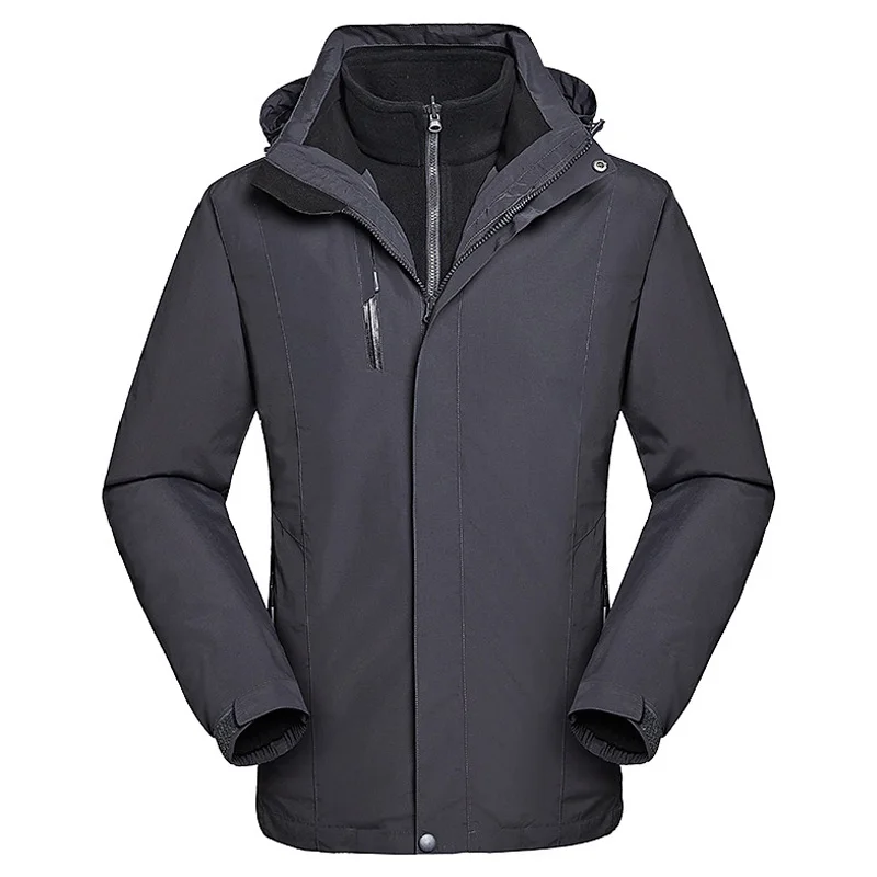 Мужская водонепроницаемая лыжная куртка, зимний ветрозащитный лыжный костюм, теплая лыжная одежда, флисовая куртка для горного туризма, одежда - Цвет: Серый