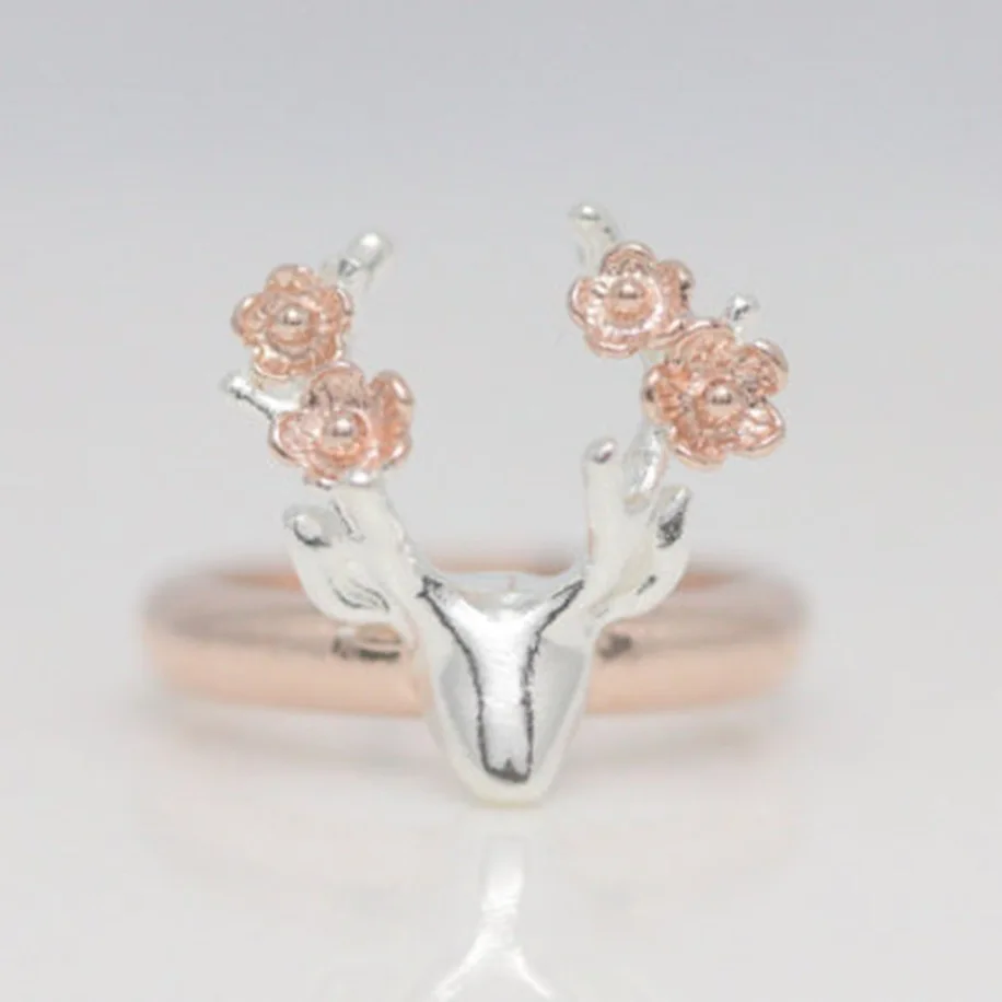 Octbyna, новинка, модные классические романтические кольца с оленем Sika для женщин, розовое золото, изысканные кольца, ювелирные изделия, вечерние и обручальные, подарок