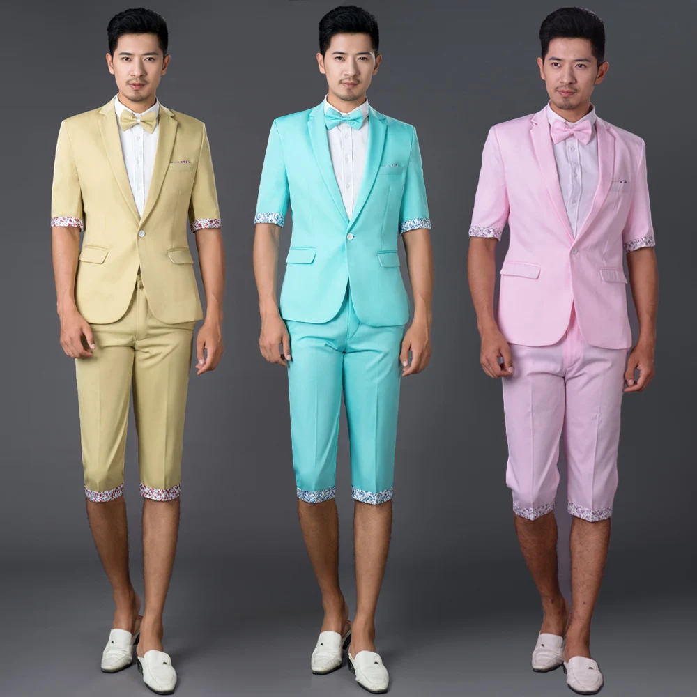 de fotografía de manga corta coreana para hombre, traje de para cultivar, traje de Color, traje de teatro, pantalones, traje pequeño, 2020 _ - AliExpress Mobile