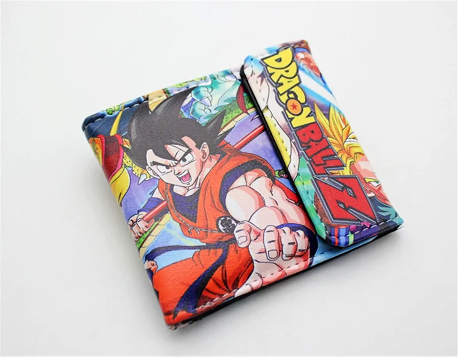 Аниме Dragon Ball и super Goku Роши короткий бумажник для маленьких мальчиков и девочек Для Мужчин's Кошелек двойного сложения держатель для карт слойная кожа мультфильм печати кнопка кошелек - Цвет: B