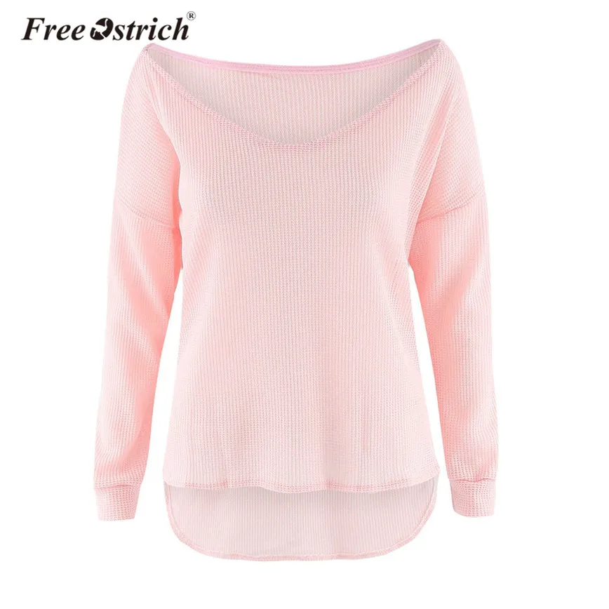 

Free Ostrich Sweater Women V-Neck Irregular Female Pullovers Casual Loose Knitted Long Sleeve Oversized Jumper Autumn Tops L2135