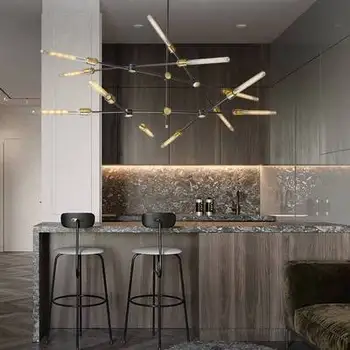 

Retro Iron Art Chandelier Lighting Nordic Simple Industrial Branch Lustres Decor Lamps Restaurant Living Room Modern Chandeliers