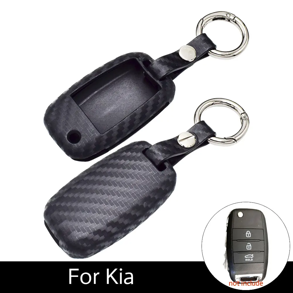 

Carbon Fiber Pattern Silicone Scratchproof Protection Cases For KIA KX5 Rio Sportage QL Ceed Sorento Cerato K2 K3 K4 K5 Flip Key