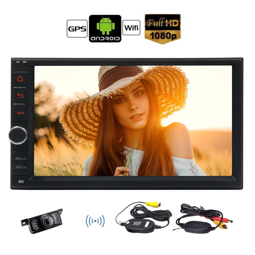 

7" Touch Screen Car Stereo GPS Navigation + Wireless Rear View Camera, 2 Din Android 6.0 Car Radio Stereo 2 Din GPS Navigation
