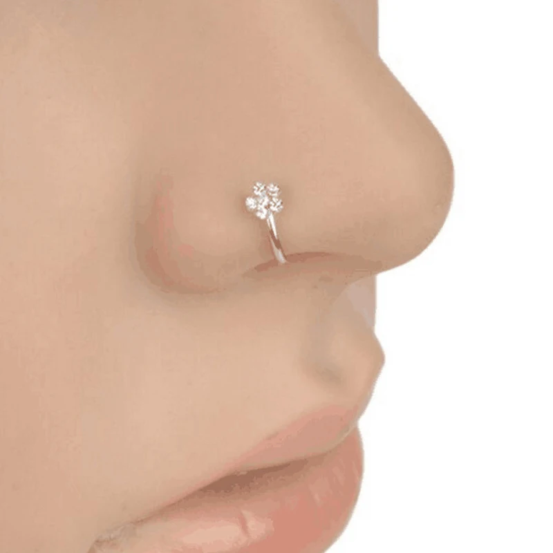 

Sale 1PC Trendy Colorful Nostril Stainless Nose Hoop Plum Nose Rings Clip On Nose Ring Fake Piercing Body Jewelry For Women