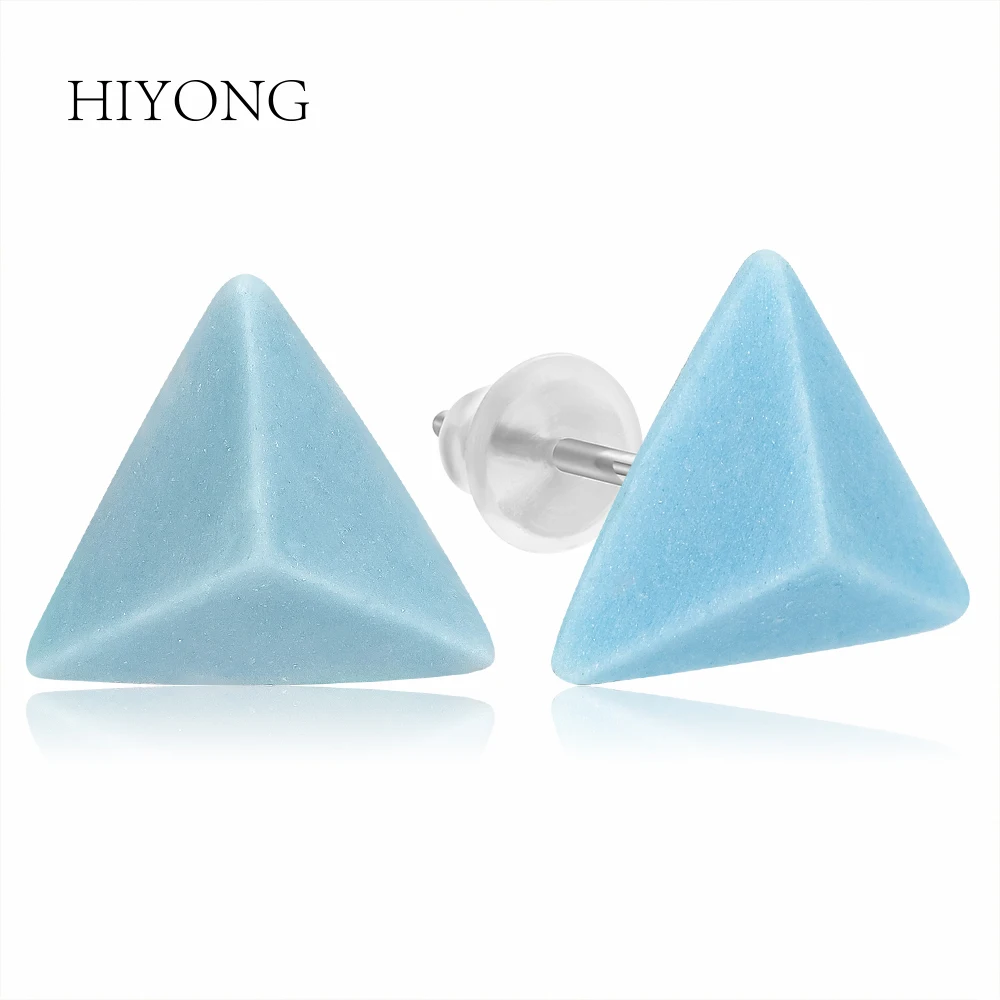 HIYONG/ г. Модные серьги для девочек, милые триптирамиды, в молодежном стиле, керамические серьги-гвоздики, Женский характерный подарок для девочки