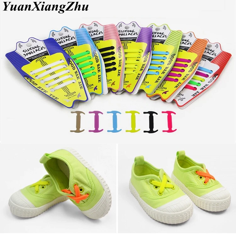 10Pcs/Set Elastic Silicone Shoelaces Children Athletic Running No Tie ShoeLaces All Sneakers shoes lace Fit Strap Shoelace