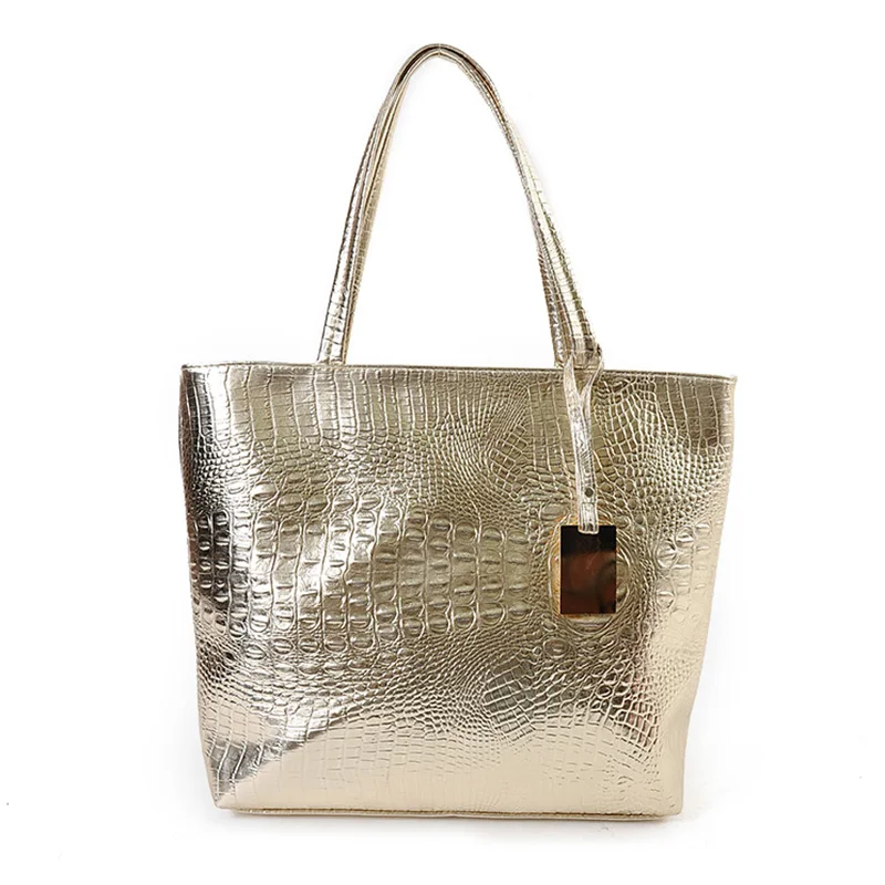 Brand Fashion Casual Women Shoulder Bags Silver Gold Black Crocodile Handbag PU Leather Female Big Tote Bag Ladies Hand Bags Sac