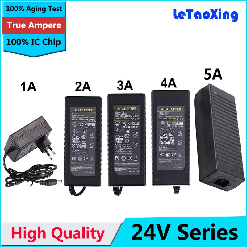 

AC DC Power Supply 24V 4A 3A 2A 1A Adapter Charger Transformer 96W 72W 48W 24W , 24V 5A 120W For LED Strip Light CCTV Camera