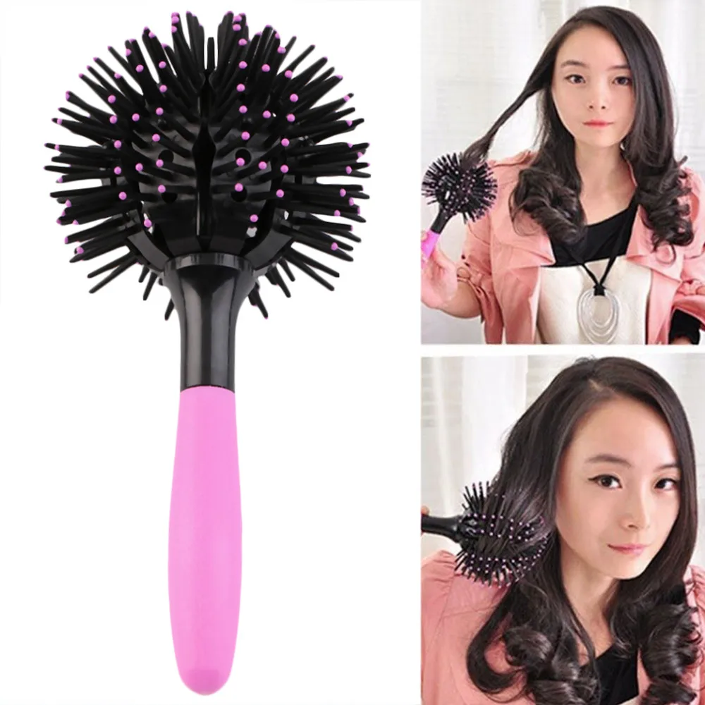 3D круглые вьющиеся волосы расческа Парикмахерская щетка розовый шар массаж распутывание парикмахерские гребни термостойкая щетка для укладки волос