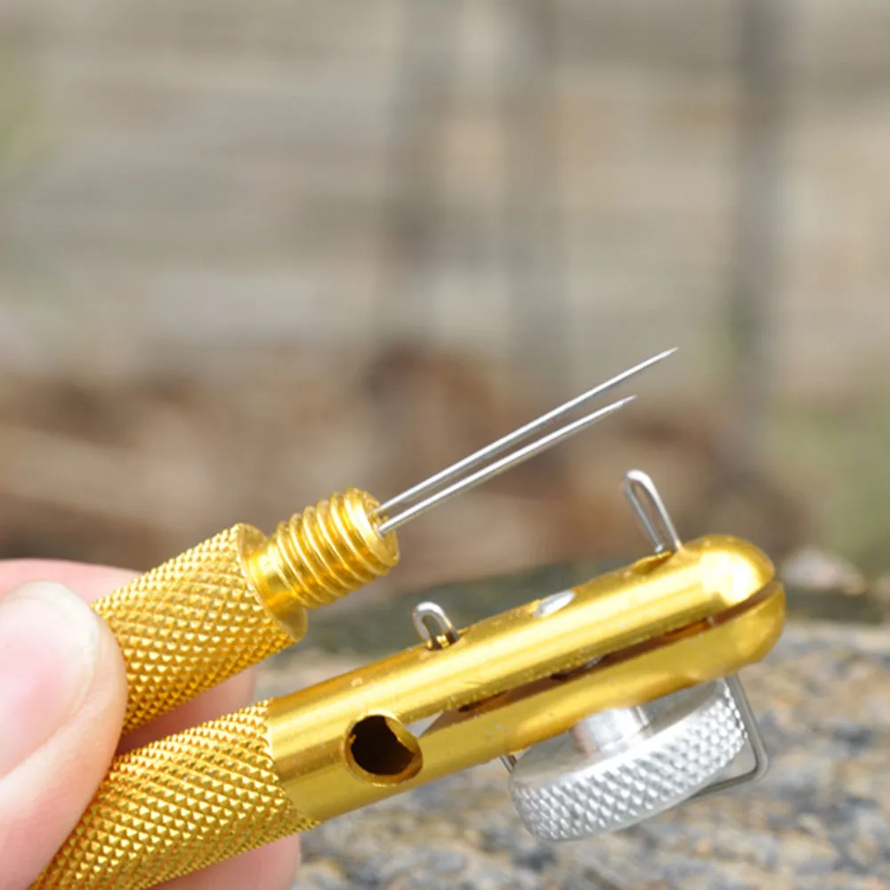 HGyikun 1pcs all Metal manual tied hook + sub line knotting tool dual