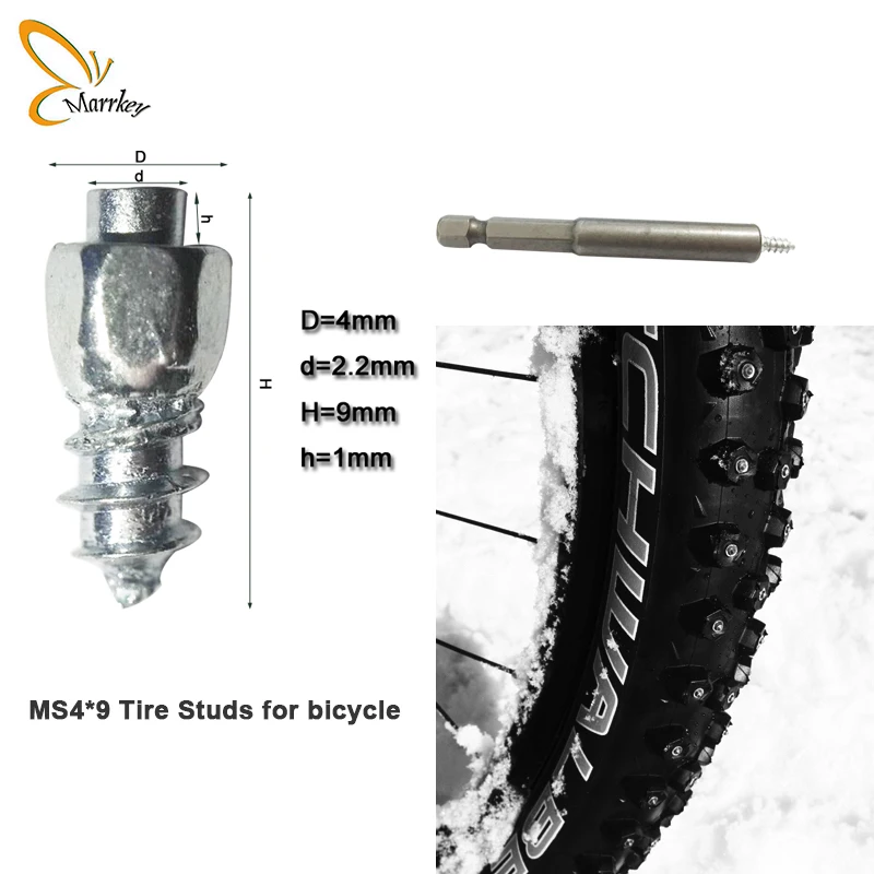 

Marrkey 200PCS 9mm Spikes for tires/Anti-Slip tire Studs/Screw-in studs/Ice stud/Snow Chains Studs for Bicycle/Bike/shoes/Boots