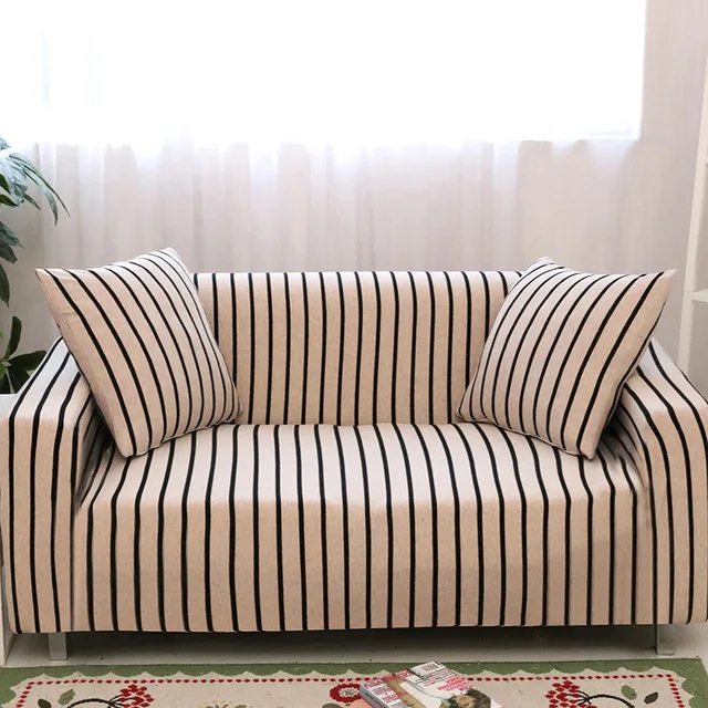 Stripes Sofa Cover Elastic Living Room Slipcover For Sectional Stripes Sofa Cover Elastic Living Room Slipcover For Sectional Single Cushion Washable L Shaped Seat