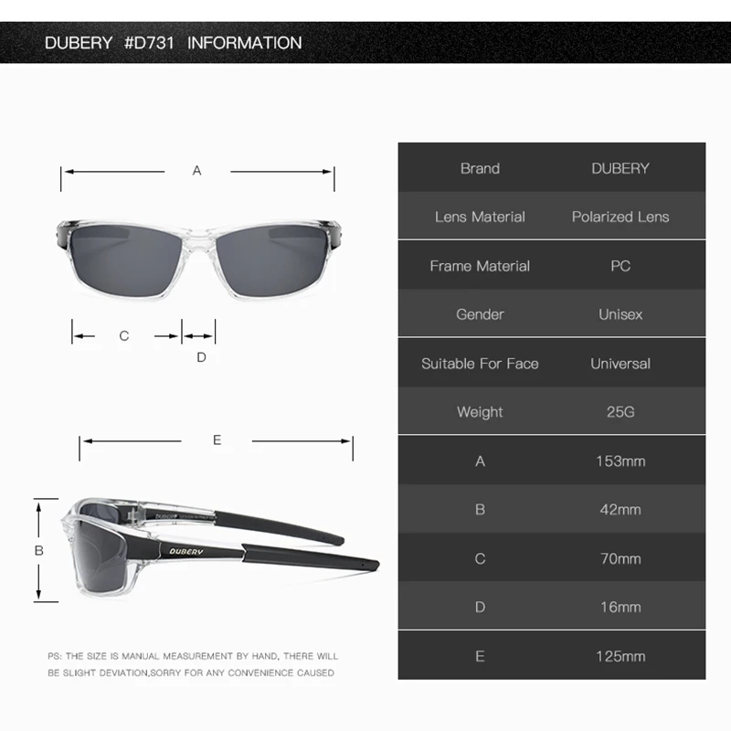 Мужские солнцезащитные очки DUBERY, поляризационные, для вождения, спортивные, солнцезащитные очки для мужчин и женщин, квадратные, Роскошные, брендовые, дизайнерские, на молнии, 620