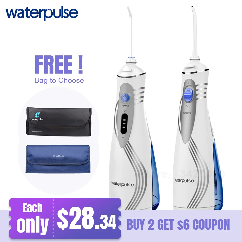 Waterpulse V400 Portable Dental Flosser Cordless Oral Irrigator With Travel Case 240ML Rechargeable Battery Water Flosser Teeth