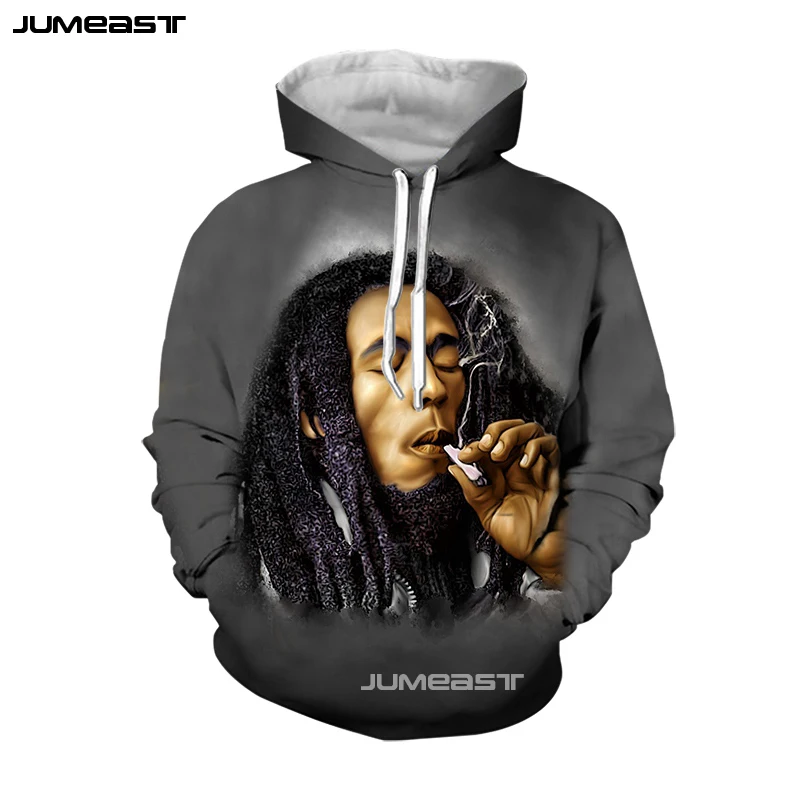 Мужские/женские толстовки с капюшоном Jumeast Bob Marley крутой Поющий певец курящий