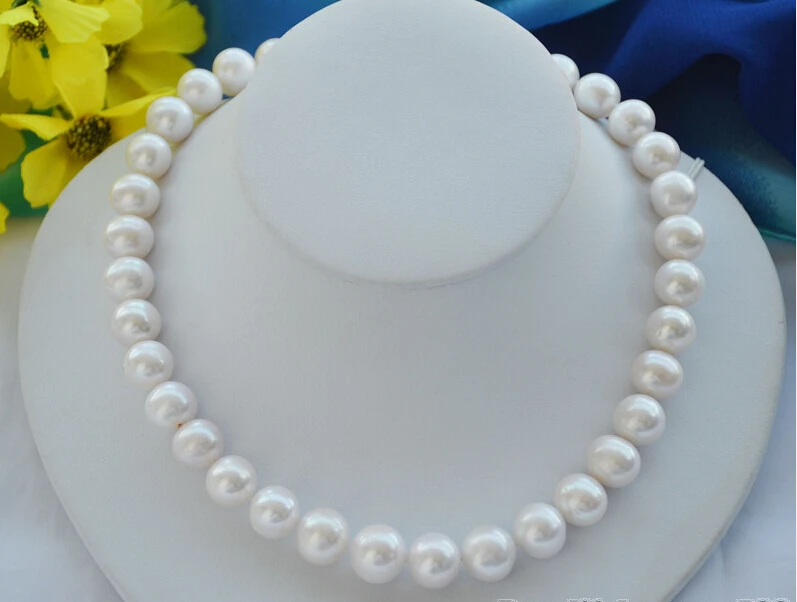 

Free shipping@@@@@ Az6316 AAA++ 14mm WHITE ROUND freshwater PEARL NECKLACE 17inch a