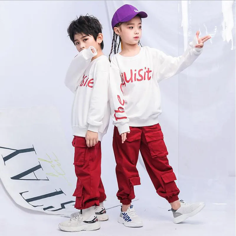 Детская одежда в стиле хип-хоп, толстовка для мальчиков и девочек, штаны-джоггеры, костюмы для джазовых танцев, комплект одежды для бальных