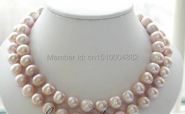 

shitou 00188 beautiful 33inch 12mm lavender round freshwater pearl necklace