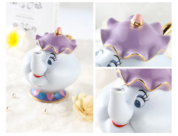 New-Cartoon-Beauty-And-The-Beast-Tea-Set-Teapot-Mrs-Potts-POT-Chip-Cup-Kettle-Mug