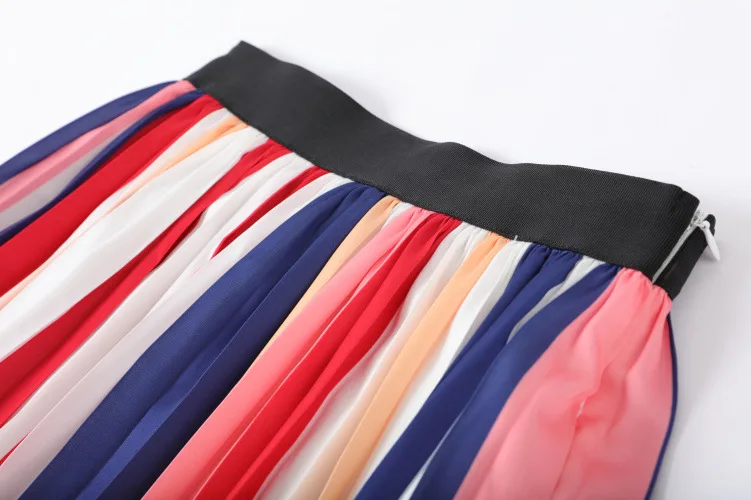 2019 New Color 100-fold Mid-length and Mid-skirt Empire Mid-Calf Pleated Striped Fashion Skirts Women 2019 New Color 100-fold Mid-length and Mid-skirt Empire Mid-Calf Pleated Striped Fashion Skirts Women