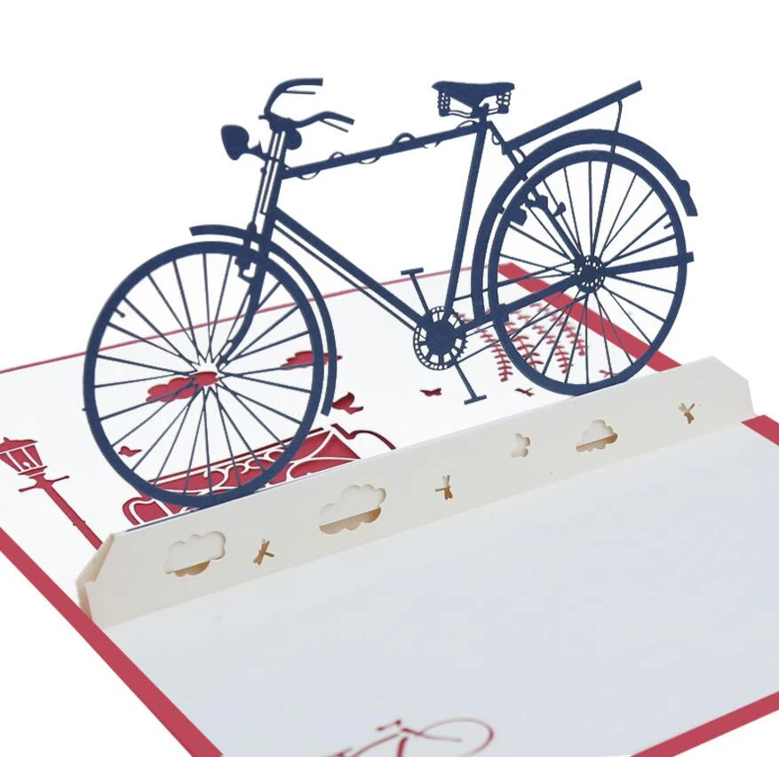 10 ピース自転車手作り切り紙折り紙 3d ポップアップグリーティングカードの招待カードクリスマス結婚式誕生日パーティーギフト パーティーの助け Aliexpress