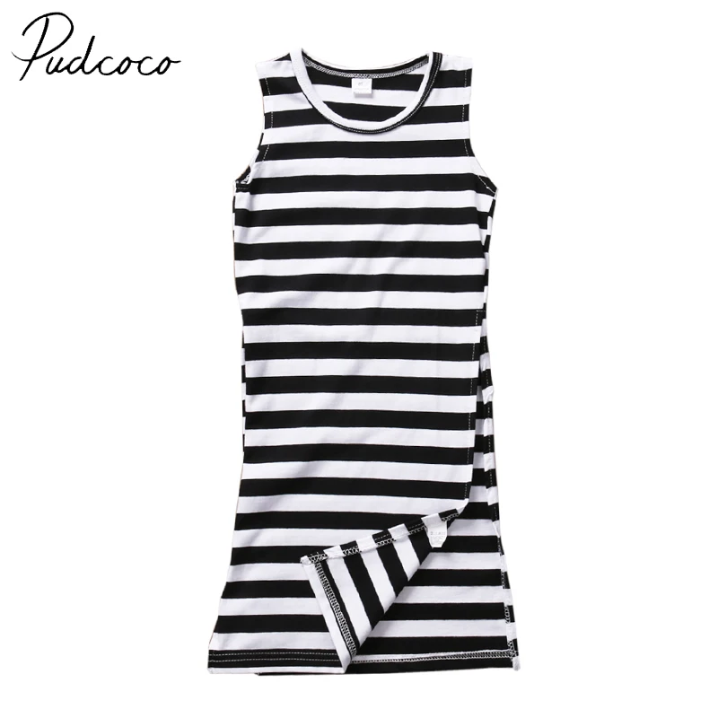 

PUDCOCO Brand Cotton Fashion Kids Baby Girl Boho Stripe Dress Sundress Long Maxi Skirt Summer Clothes