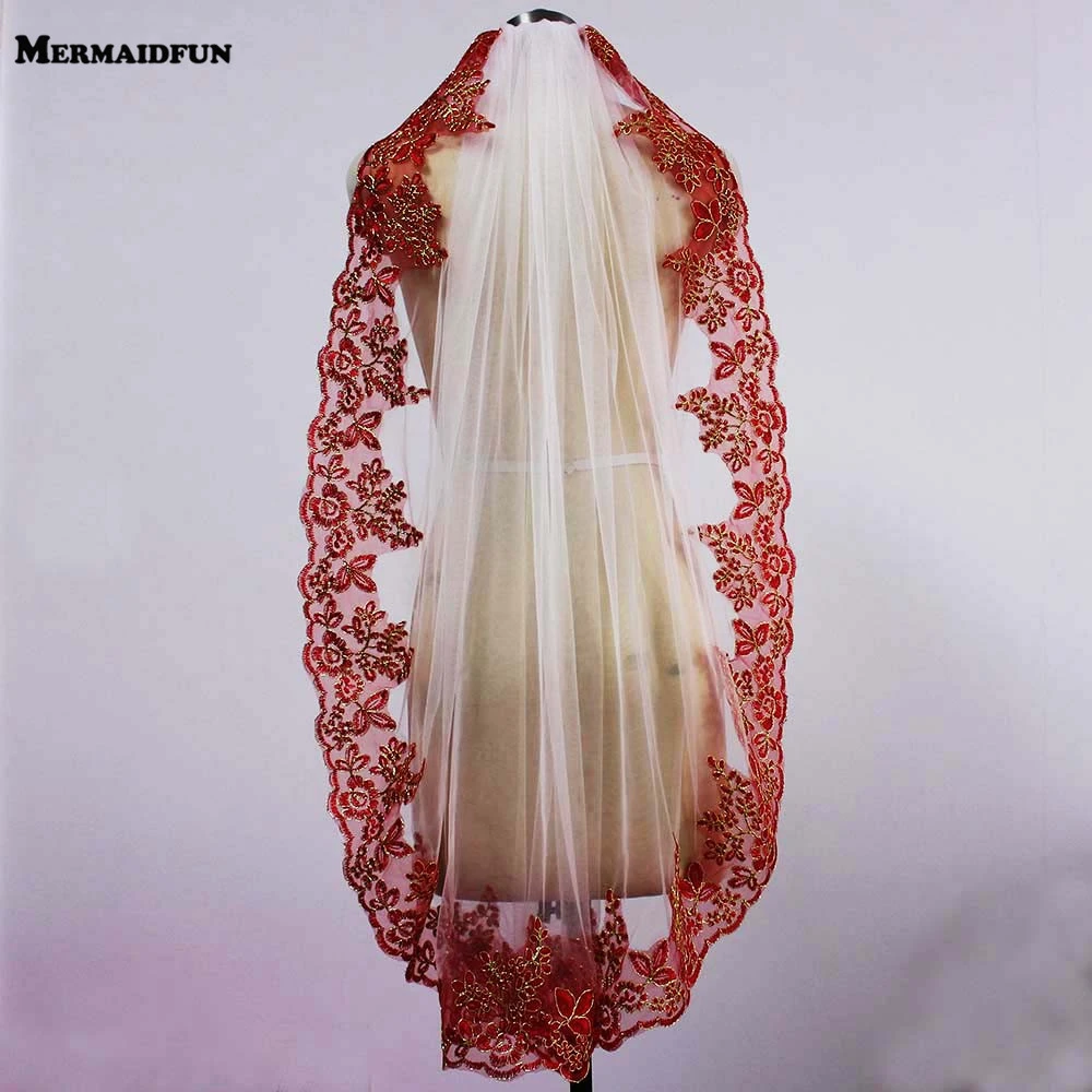 Red and white veil Clearance