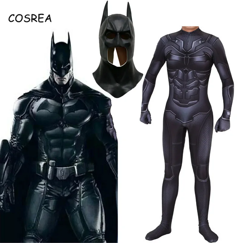 

Batman Cosplay Costume Mask suit The Dark Knight Bruce Wayne Superhero Halloween Costume Zentai Bodysuit Jumpsuit Kids Men Adult