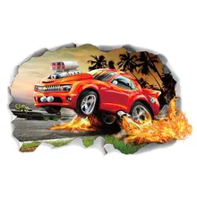 3D фальшивое разбитое окно, Настенная Наклейка для внедорожника, для детской комнаты, для мальчиков, для спальни, художественные наклейки на стены, ПВХ клейкая наклейка