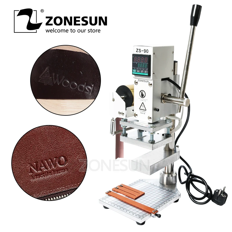 

ZONESUN With working plate/scale Hot Foil Stamping Machine Manual Bronzing Machine for shoes PVC leather PU and Paper Logo