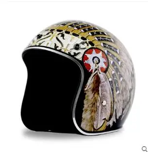 

New Synthetic Motorcycle Helmet Retro Vintage Cruiser Chopper Scooter Cafe Racer Moto Helmet 3/4 Open Face Helmet DOT
