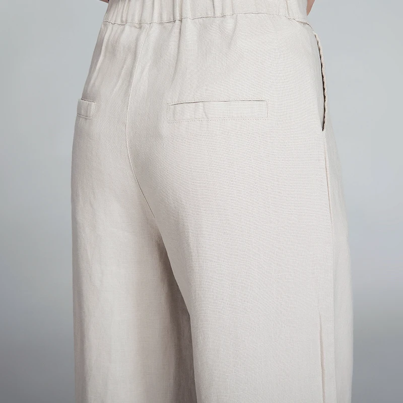 Lin Mince Neuf blanc Décontractés Casual Lâche Vêtements Beige De kaki Et noir Pantalon Été rose Large Femmes Pantalon Coton Pantalon Jambe Porter 2018 w4aItq4