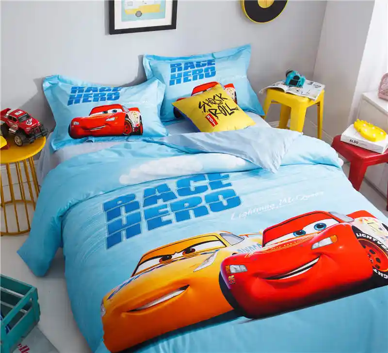 Cotton Printed Bedding Disney Cars Mcqueen Bed Linen Single Twin