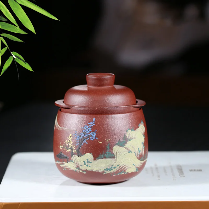 

TaoYuan 】 a pot of a crack cup yixing purple sand kung fu tea cup purple clay mud painting portable travel cup