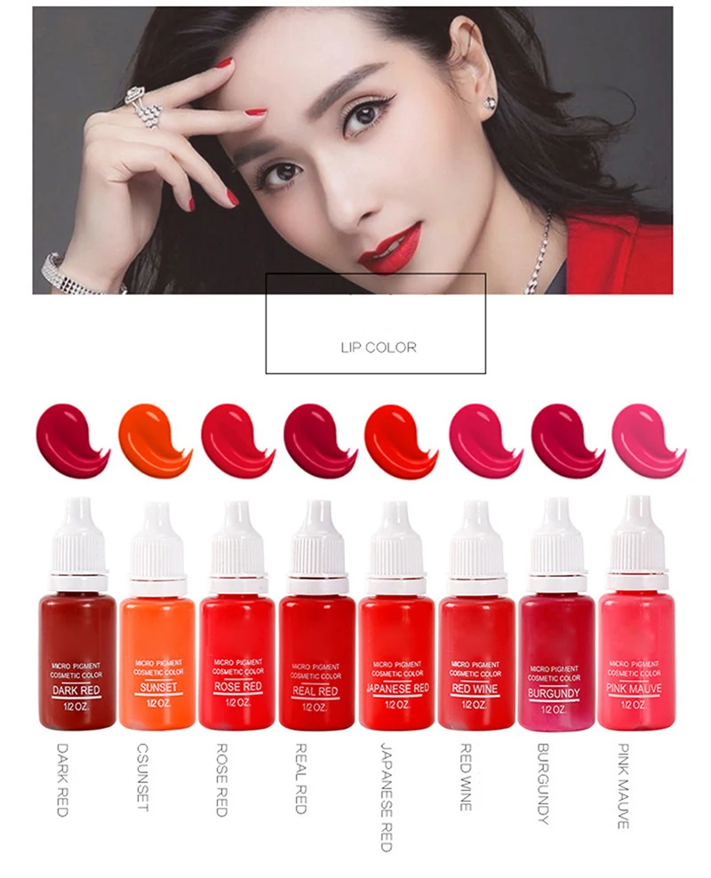 

15Ml MICROBLADING SUPPLIES Authentic Permanent lipstick Makeup Cosmetic Lip Tattoo Pigment Ink)(8 Pack)