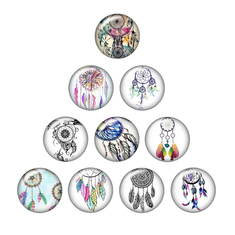 

Dreamcatcher 10pcs mixed 12mm/16mm/18mm/25mm Round photo glass cabochon demo flat back Making findings ZB0210